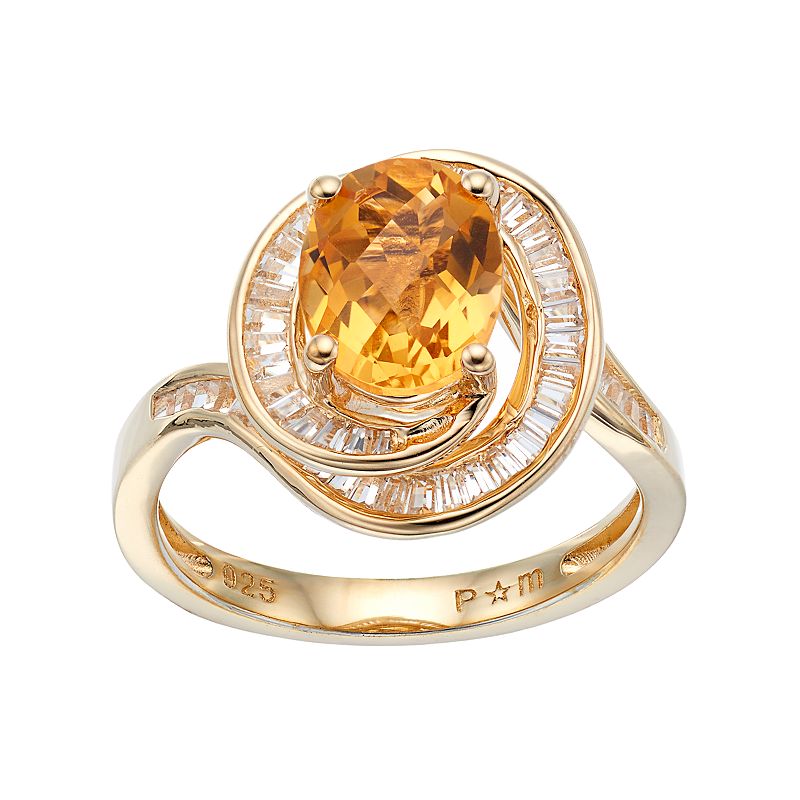 14k Gold Over Silver Citrine & Lab-Created White Sapphire Twist Ring, Women