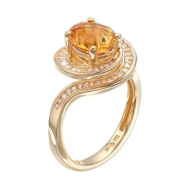 14k Gold Over Silver Citrine & Lab-Created White Sapphire Twist Ring