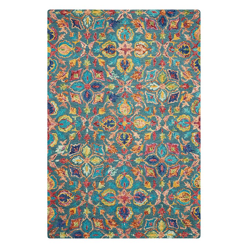 Nourison Vivid Floral Wool Rug, Turquoise/Blue, 8X10.5 Ft