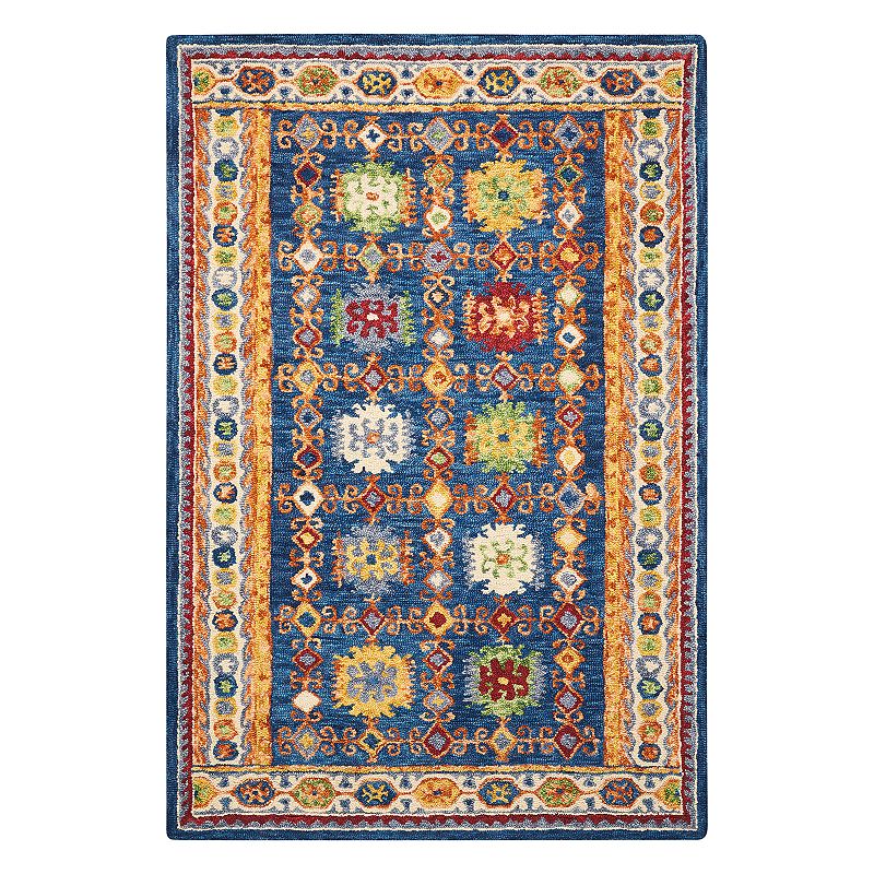 Nourison Vivid Framed Medallion Wool Rug, Blue, 4X6 Ft