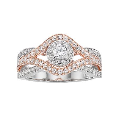 Lovemark Two Tone 10k Gold 3 4 ct. T.W. Diamond Cluster Engagement Ring