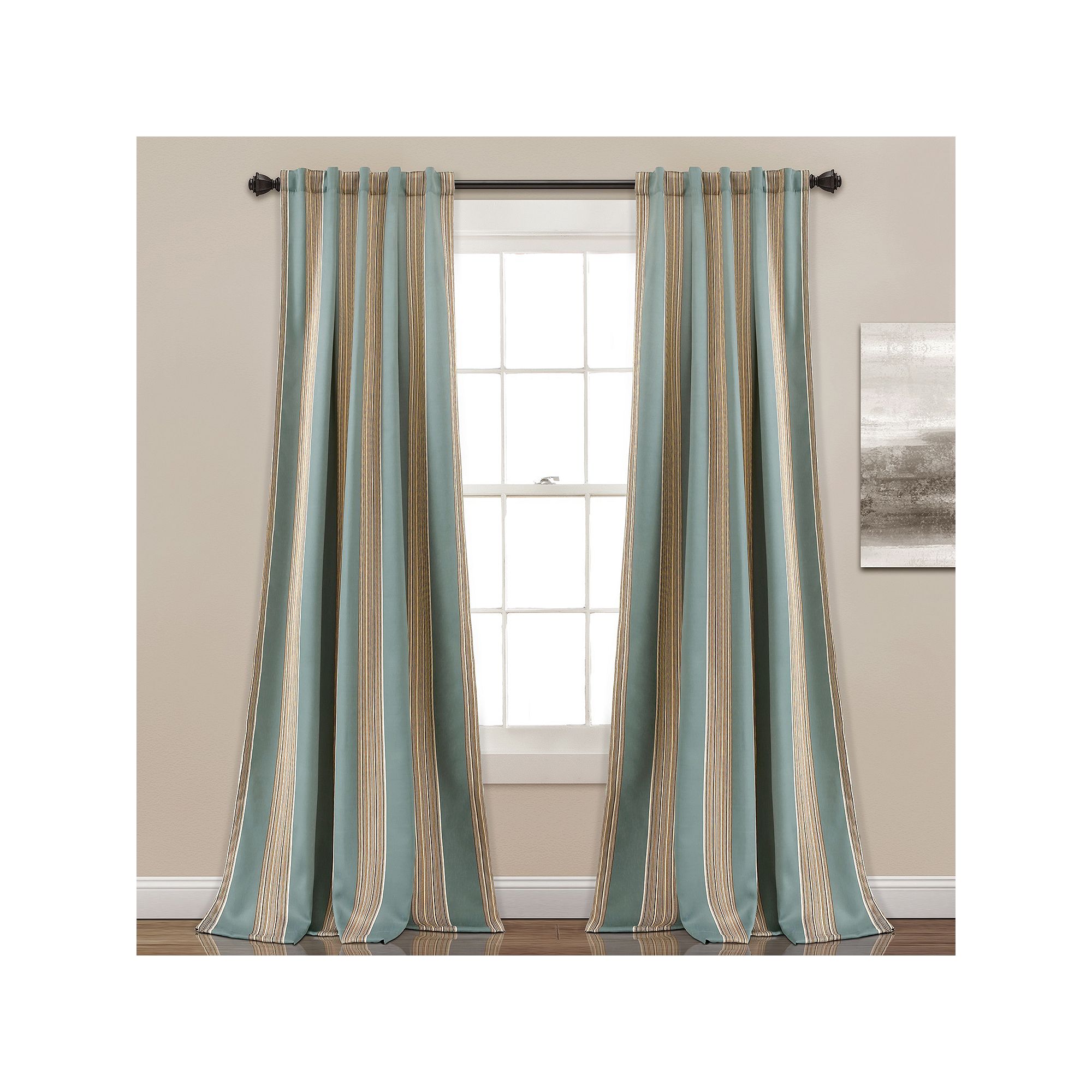 Half Moon Julia Room Darkening Window Curtains Set, Blue