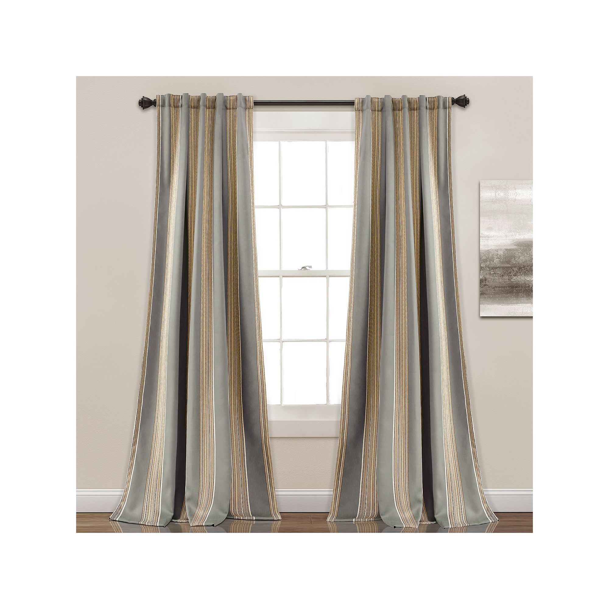 Half Moon Julia Room Darkening Window Curtains Set, Gray