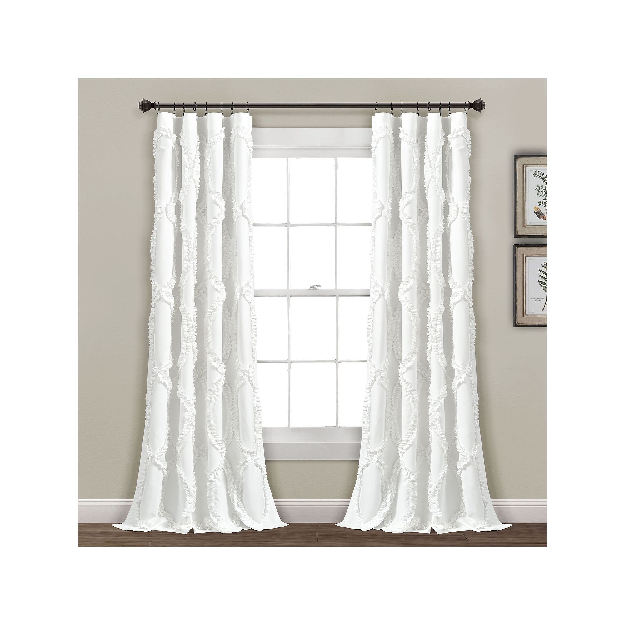 Lush Decor 1-Panel Avon Window Curtain, White