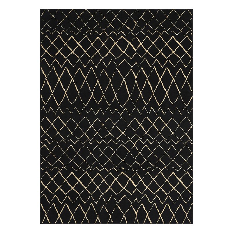 Nourison Grafix Striped Lattice Rug, Black, 5X7 Ft
