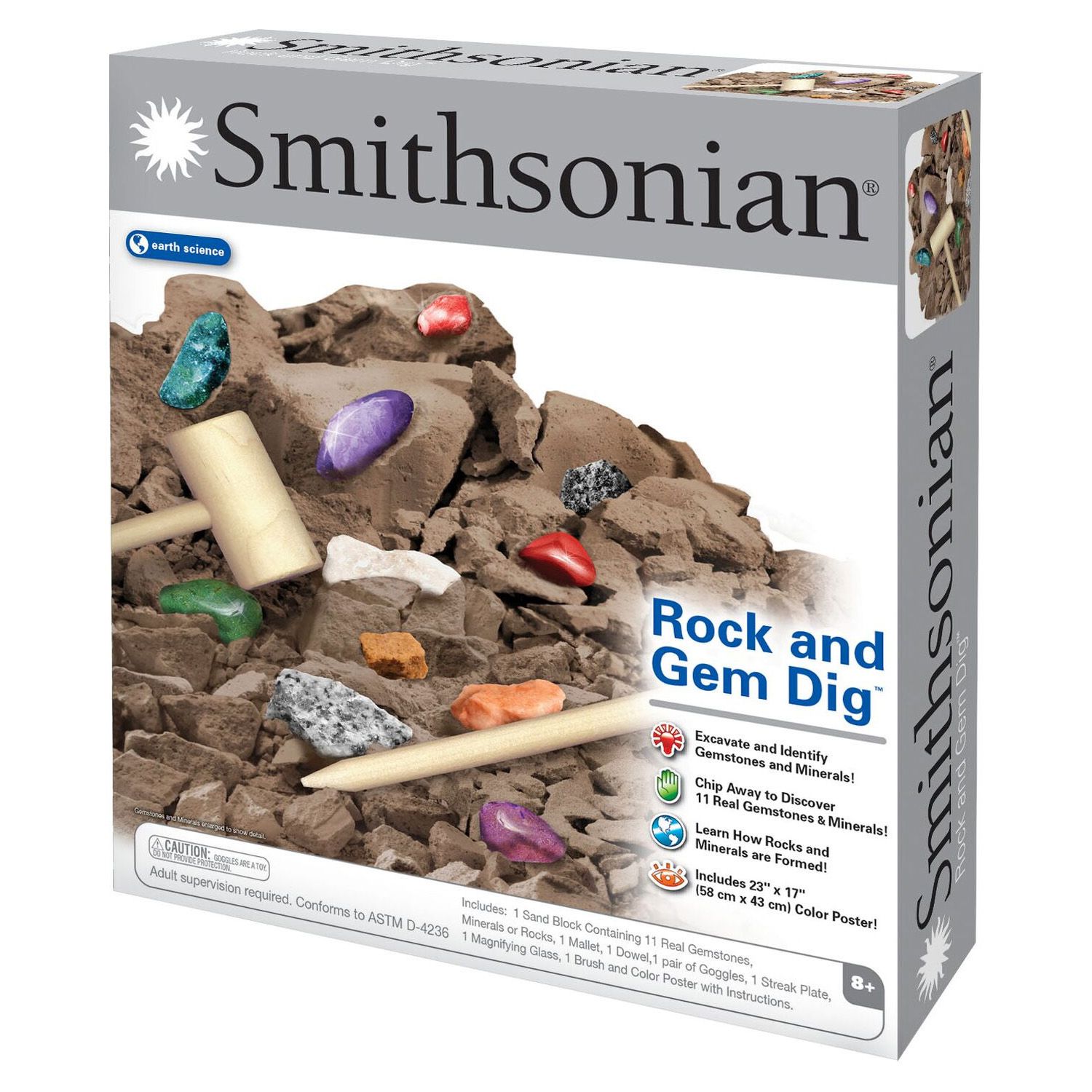 NATIONAL GEOGRAPHIC Mega Fossil and Gemstone Dig Kit - Excavate 20 Real  Fossils and Gems, Science Kit for Kids, Rock Digging Excavation Kit,  Geology