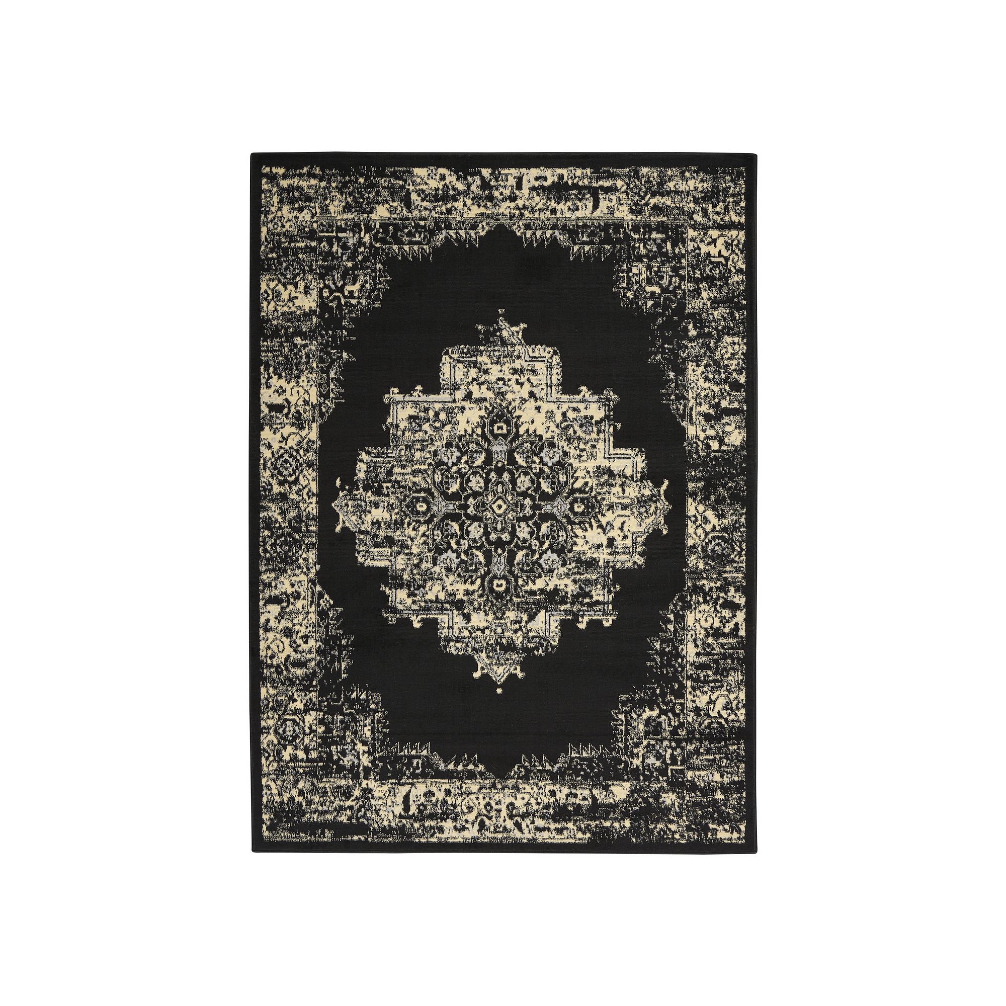 Nourison Grafix Distressed Vintage Medallion Rug, Black