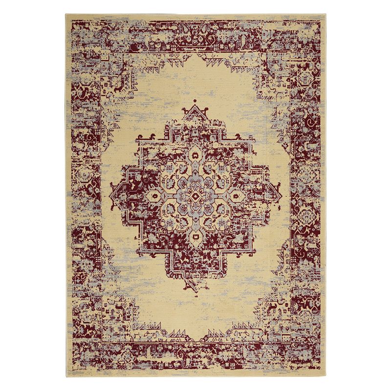 Nourison Grafix Distressed Vintage Medallion Rug, Beige, 8X10 Ft