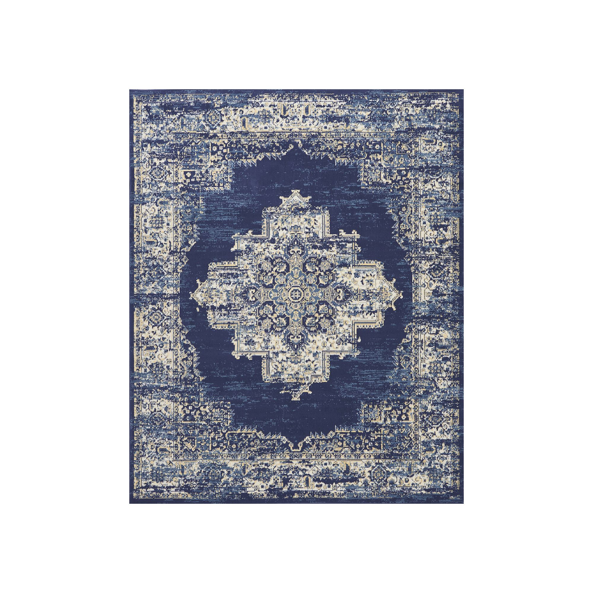 Nourison Grafix Distressed Vintage Medallion Rug, Navy Blue