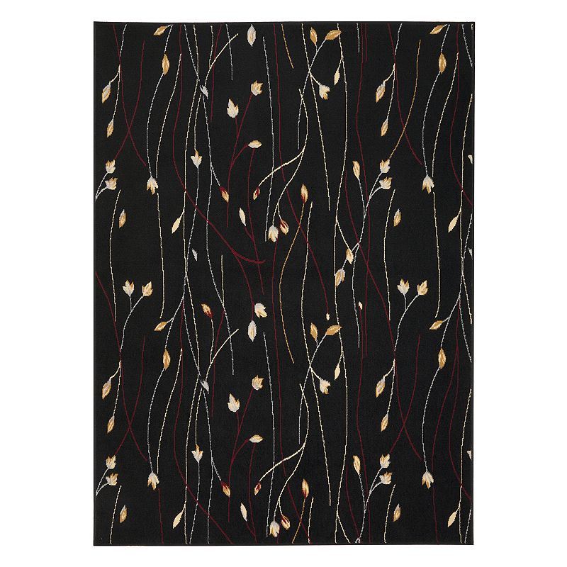 Nourison Grafix Floral Rug, Black, 8X10 Ft