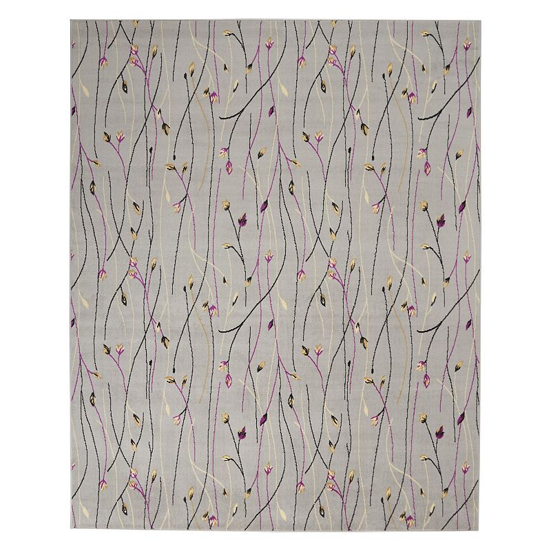 Nourison Grafix Floral Rug, Med Grey, 8X10 Ft