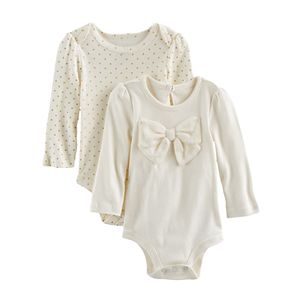 Baby Girl Baby Starters 2-pk. Polka-Dot & Bow Bodysuits