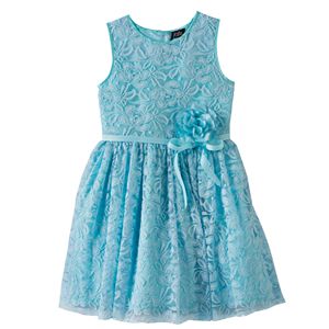 Girls 7-16 Lilt Flower Accent Lace Overlay Dress