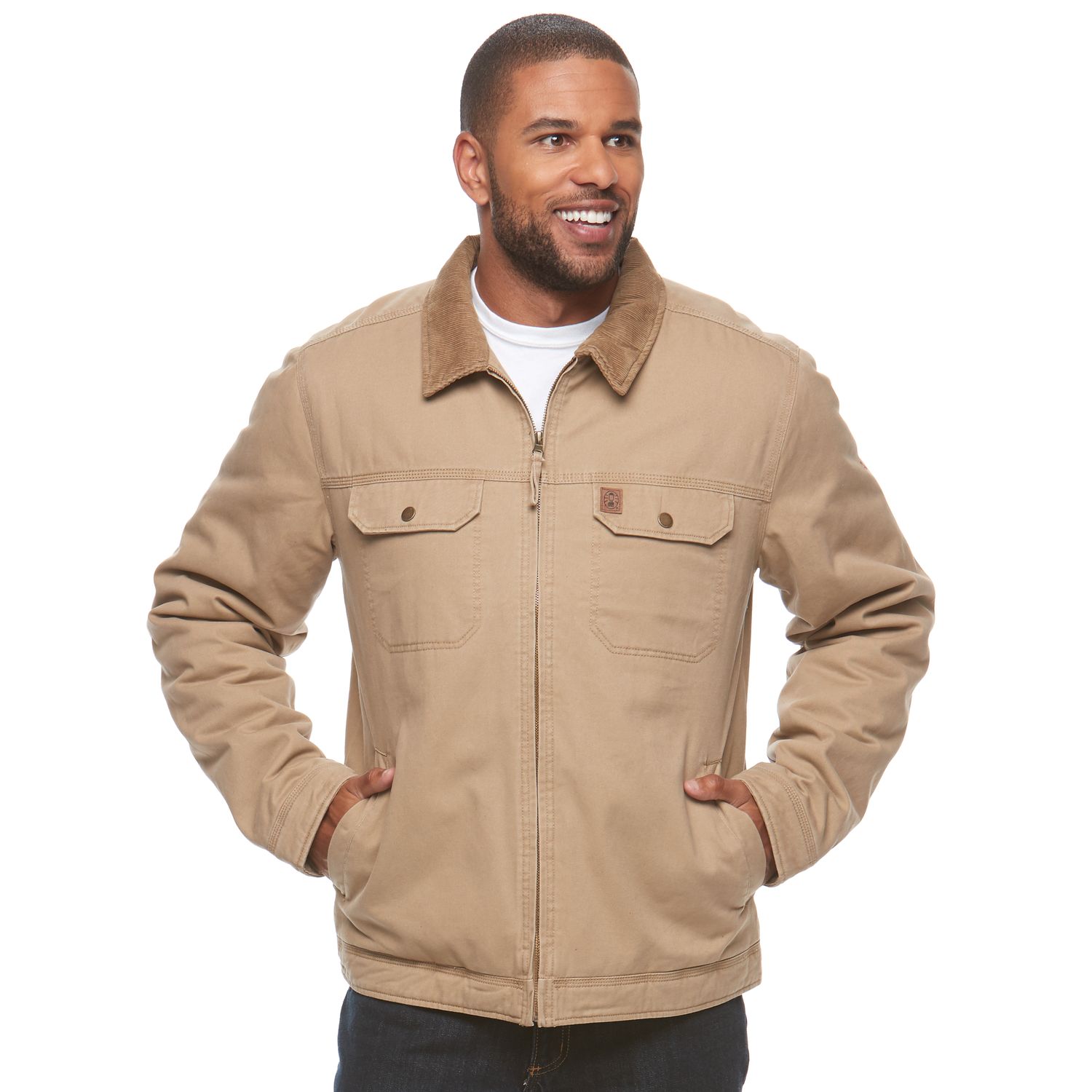 mens tan sherpa lined jacket