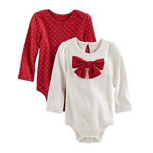 Baby Girl Baby Starters 2-pk. Polka-Dot & Bow Bodysuits