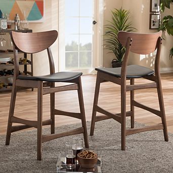 Baxton Studio Mid-Century Modern Counter Stool 2 pc Set