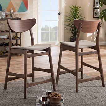 Baxton Studio Mid-Century Modern Counter Stool 2 pc Set