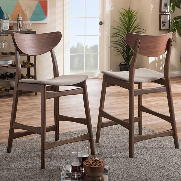 Baxton Studio Mid Century Modern Counter Stool 2 piece Set