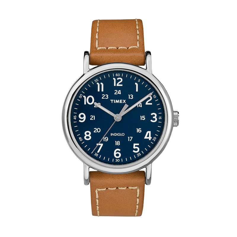 Timex® Unisex Weekender Leather Watch - TW2R42500JT, Women's, Size: Large