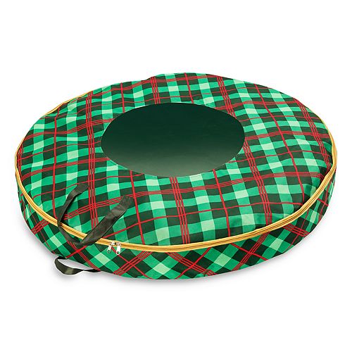 HoneyCanDo Plaid 36inch Wreath Storage Bag