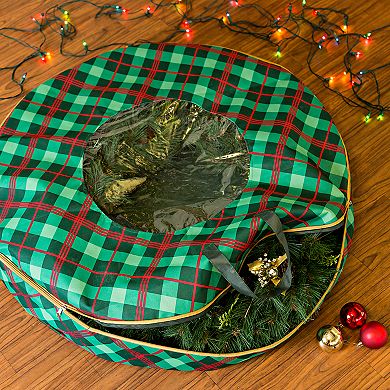 Honey-Can-Do Plaid 36-inch Wreath Storage Bag