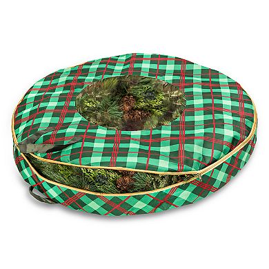 Honey-Can-Do Plaid 36-inch Wreath Storage Bag