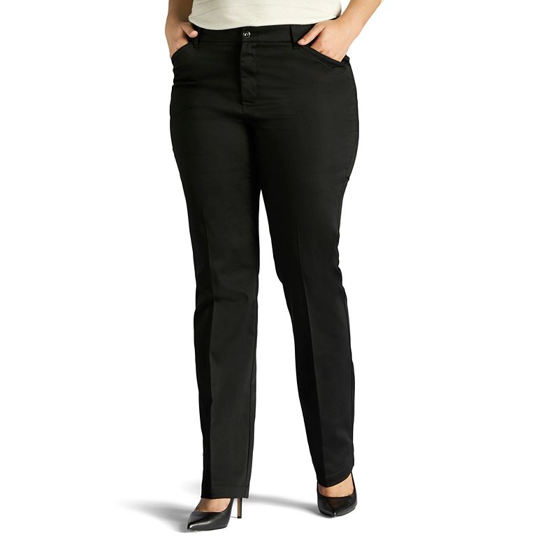 UPC 191056435400 product image for Plus Size Lee Flex Motion Straight-Leg Pants, Women's, Size: 18 Petite, Black | upcitemdb.com