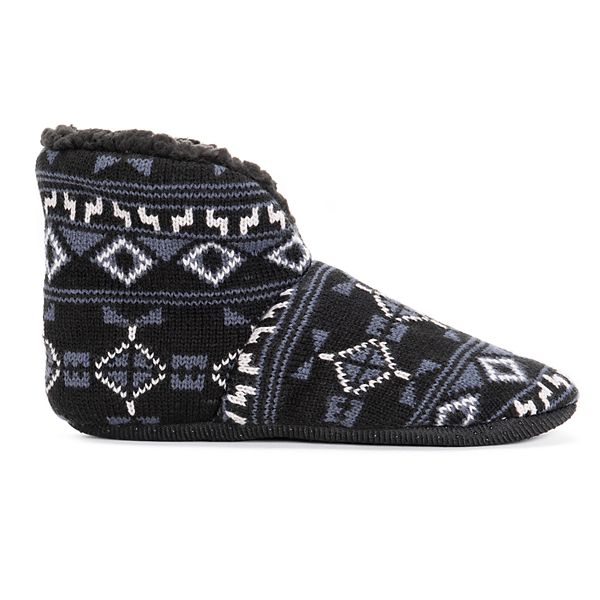 muk luks men's nordic knit bootie slipper socks