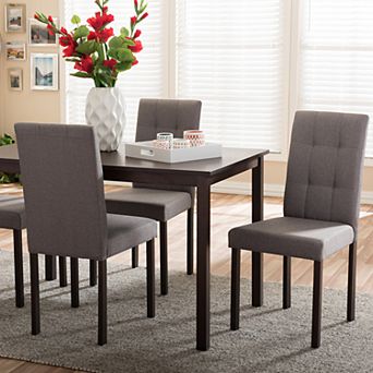 Baxton Studio Andrew II Dining Table & Upholstered Chair 5 pc Set