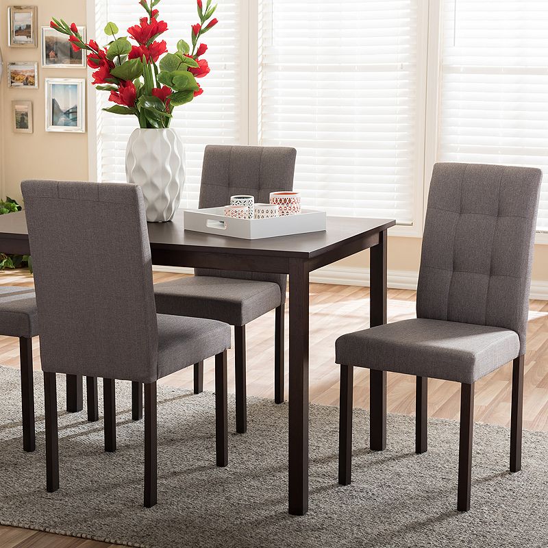 Baxton Studio Andrew II Dining Table & Upholstered Chair 5-piece Set, Grey