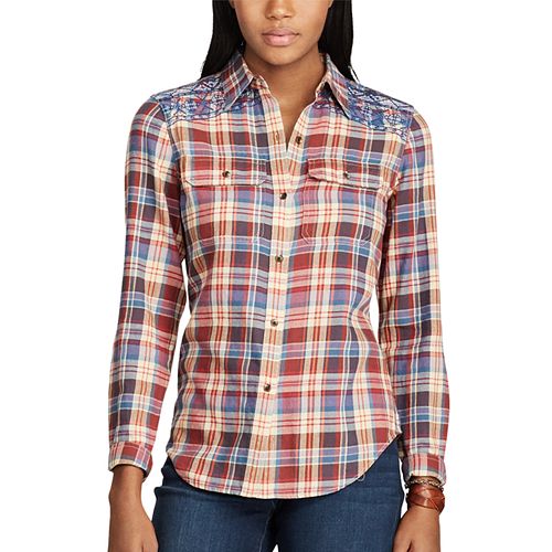 Women's Chaps Plaid ButtonDown Work Shirt