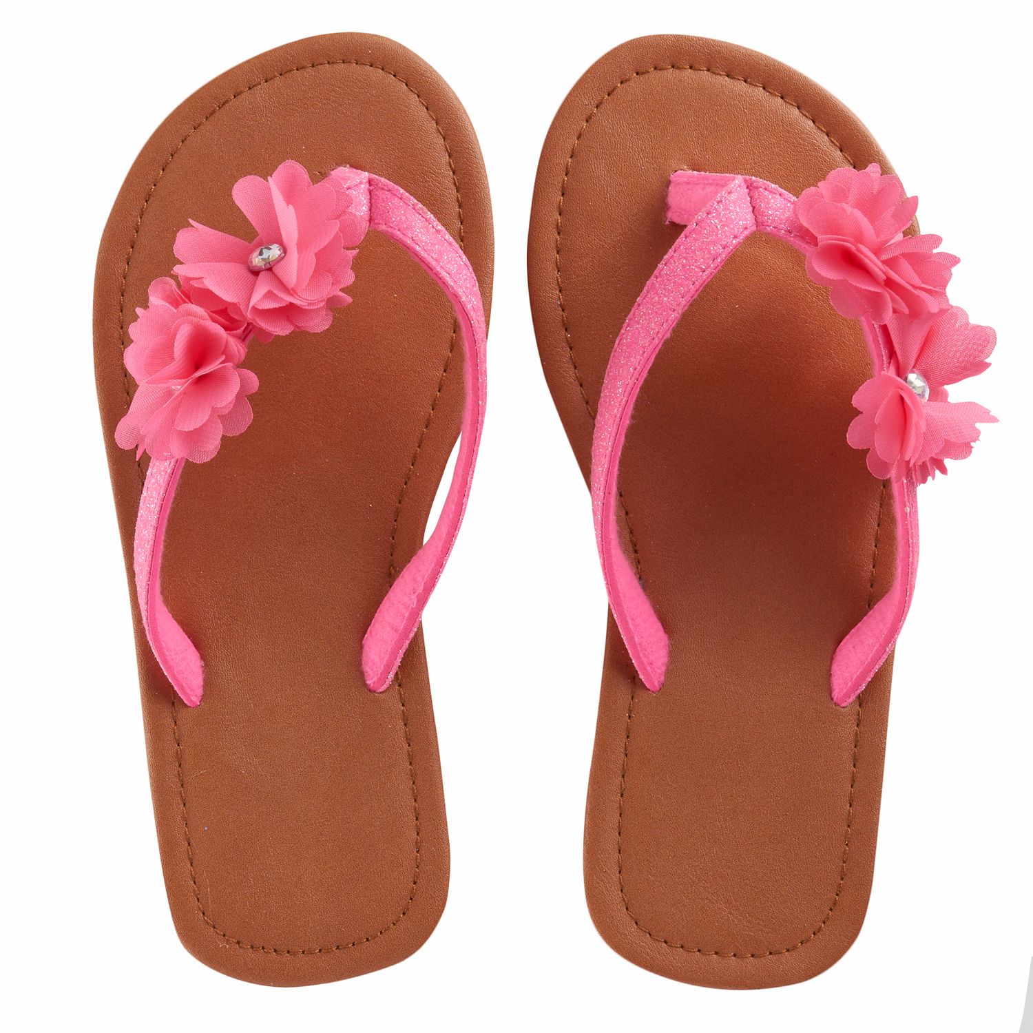 pink flower flip flops