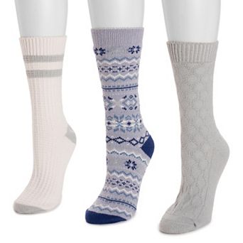 Women's MUK LUKS 3-Pack Crew Socks