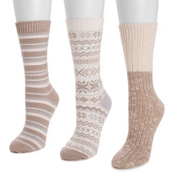 Women's MUK LUKS 3-Pack Crew Socks