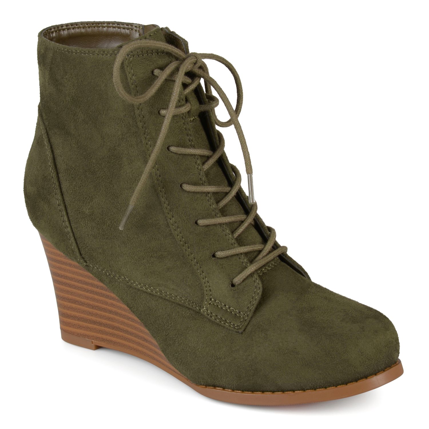 olive green wedge booties