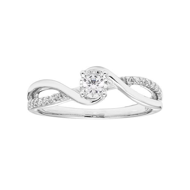 Diamond Promise Ring 1/5 ct tw Round 10K White Gold