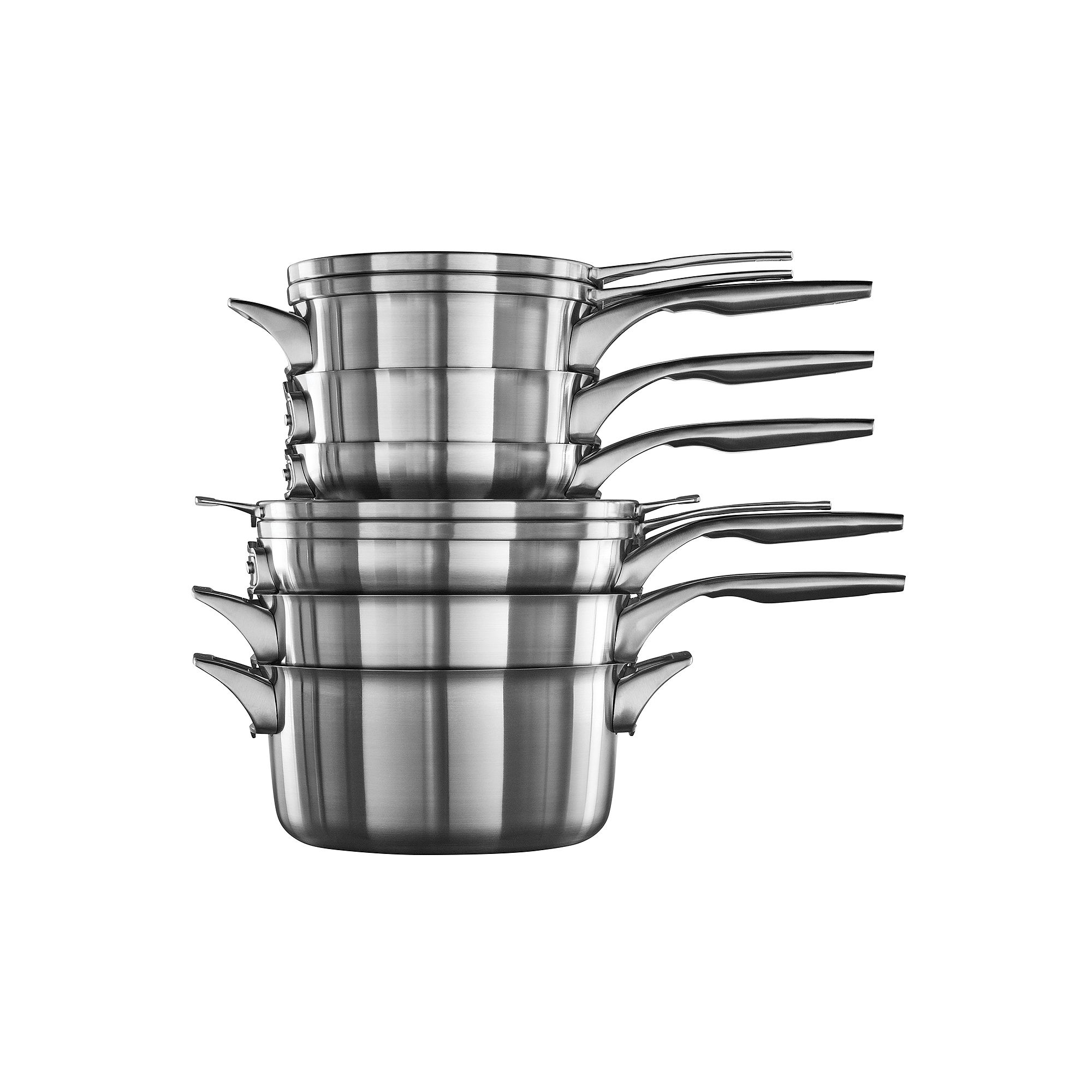 Calphalon Premier Space Saving 10pc Stainless Steel Cookware Set, Gray