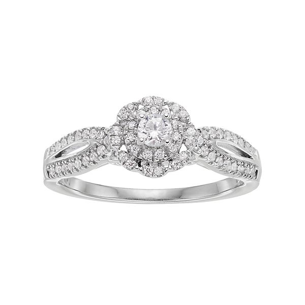 Simply Vera Vera Wang 14k White Gold 3/8 Carat T.W. Diamond Halo ...