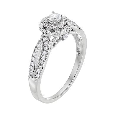 Simply Vera Vera Wang 14k White Gold 3/8 Carat T.W. Diamond Halo Engagement Ring