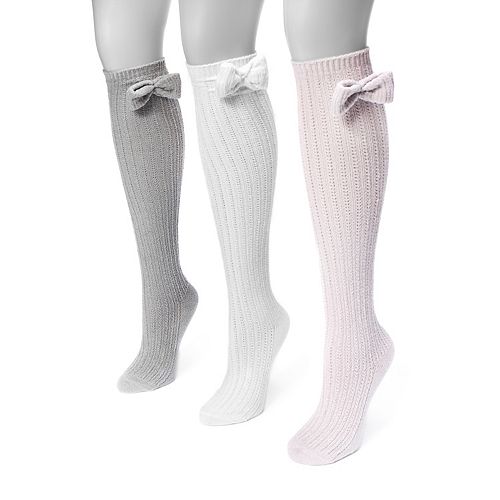 knee high black bow socks
