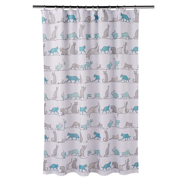 One Home Kitty Cat Print Shower Curtain, Cat Shower Curtain Set