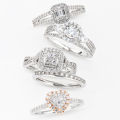 Simply Vera Vera Wang 14k White Gold 1/2 Carat T.W. Diamond Cluster Halo Engagement Ring