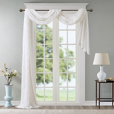 Madison Park Iris Diamond Sheer Embroidered Scarf Window Valance