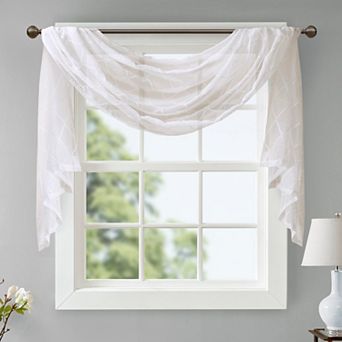 Madison Park Iris Diamond Sheer Embroidered Scarf Window Valance