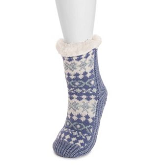 Women's MUK LUKS® Fairisle Gripper Crew Socks