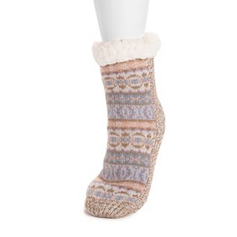 Women's MUK LUKS® Fairisle Gripper Crew Socks