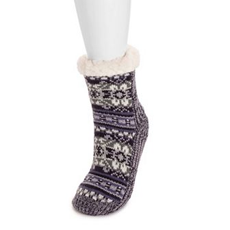 Women's MUK LUKS® Fairisle Gripper Crew Socks