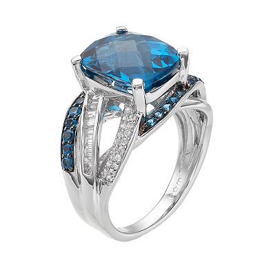 MASTERPIECE Sterling Silver Blue Topaz & Lab-Created White Sapphire Ring