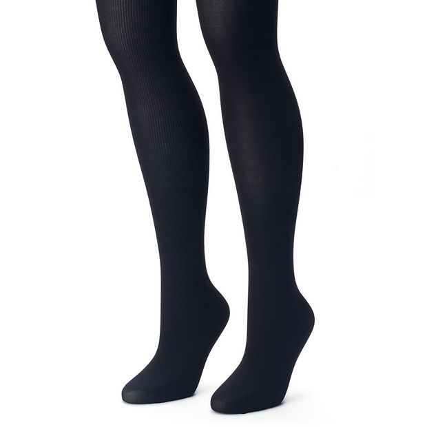 Women's Apt. 9® 2-pk. Ribbed & Solid Tights