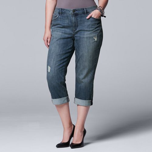 Vintage America Blues Women's Roll Cuff Capri Jeans - Mid Rise Slim Straight Leg Denim